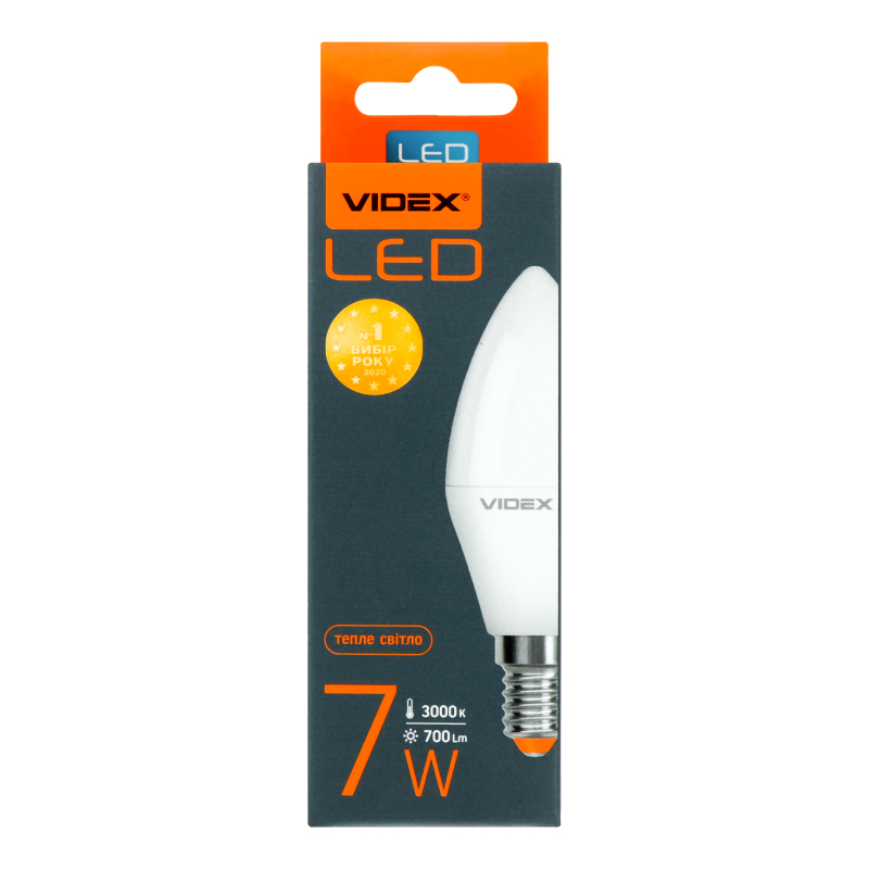 Лампа світлодіодна Videx (4820118297286) C37, 7Вт, Е14, 3000К